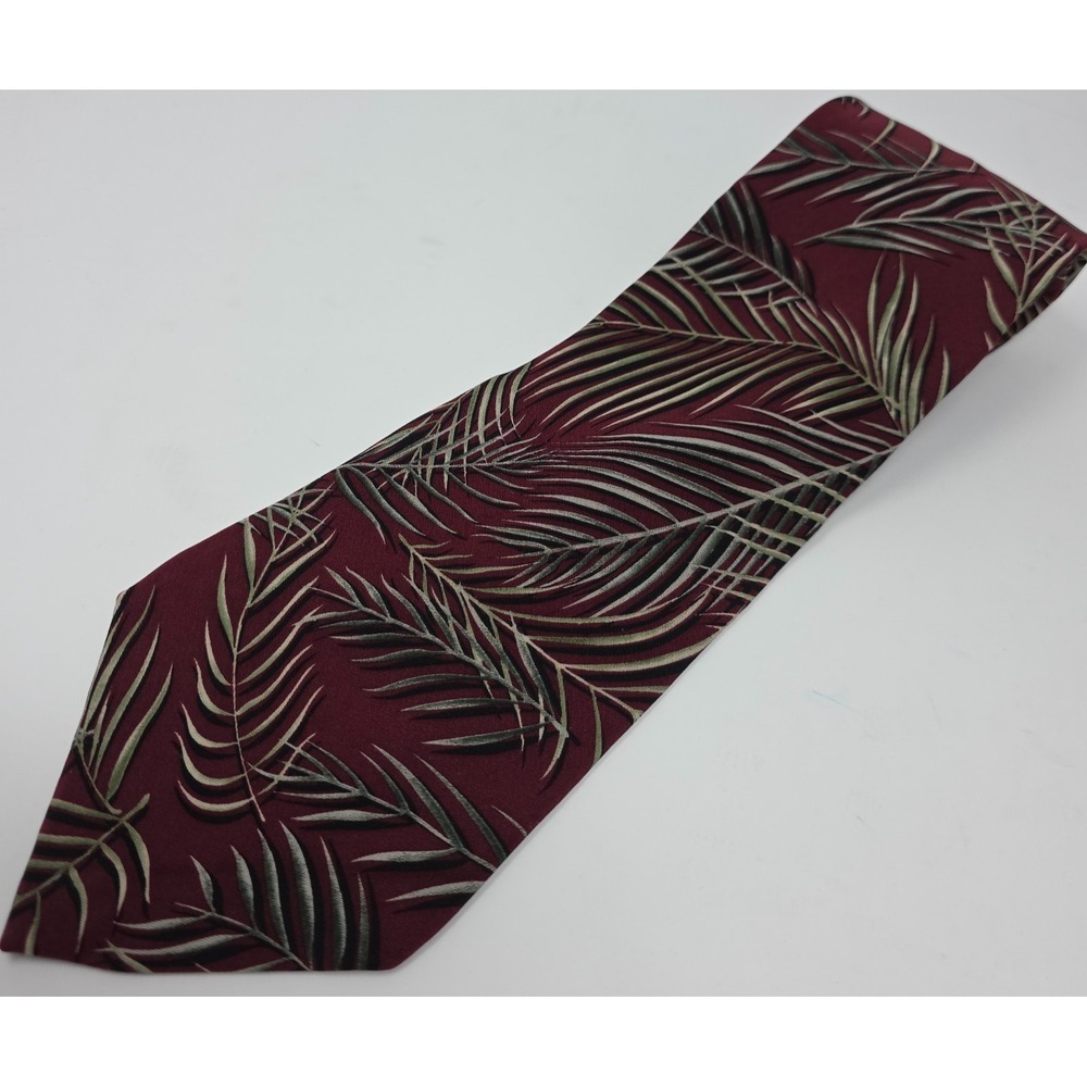 Tommy Bahama Necktie Mens Silk Maroon Red Tropical Palm Designer Formal